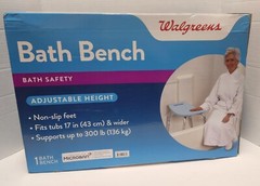 Walgreens Bath Bench Adjustable Height Fits Tubs 17″ & Wider Holds Up To 300lbs