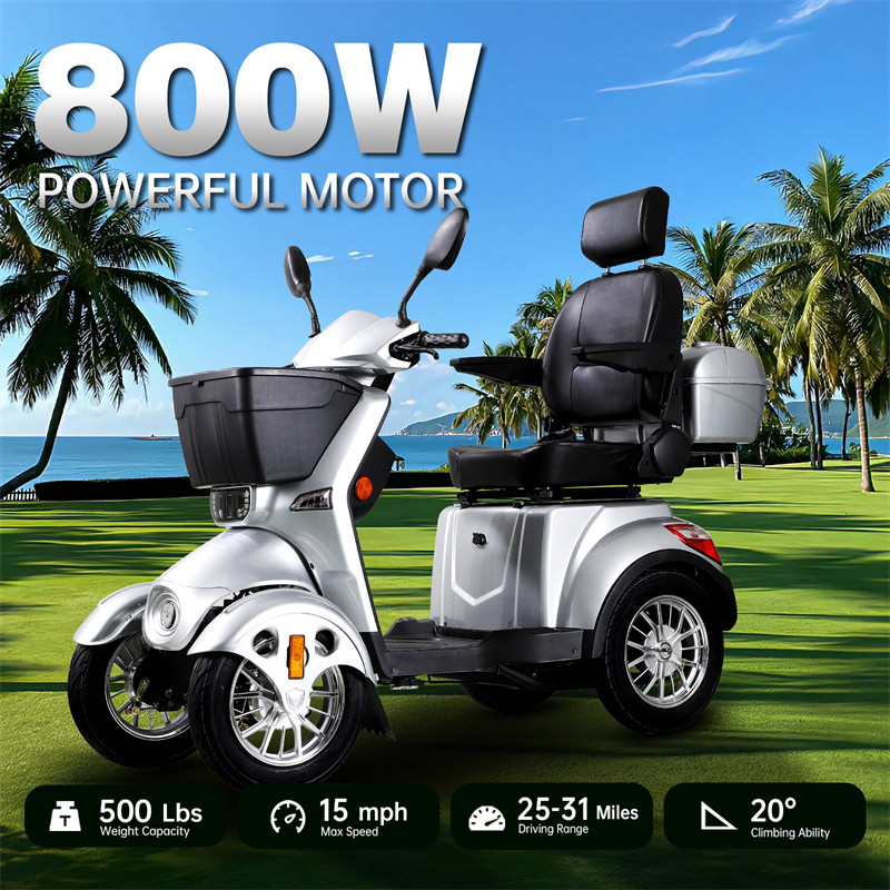 800W All Terrain Electric Mobility Scooters for Seniors 500lbs 60V/20A 31 miles