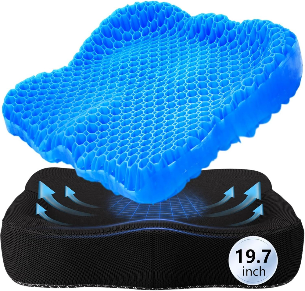 Thicken 19.7In Seat Cushion Gel, Large Cooling Seat Cushion for Long Sitting, Cu