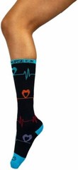 Heartbeat Compression Socks (12-15 mm/Hg) Black, Blue, Pink and white