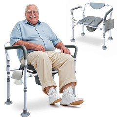 Heavy Duty Bedside Commode 500lbs Bariatric Chair for Seniors Adults White