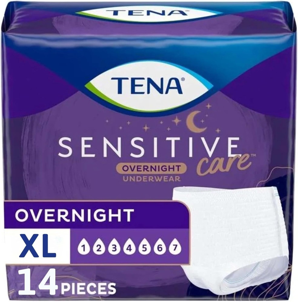 14ct Sensitive Care Overnight Incontinence Underwear Adult diapers 39in–52in