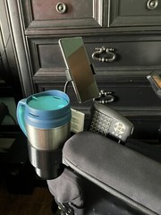 Cup Holder + Phone Holder + Basket Set Designed for Permobil Power Wheelchairs