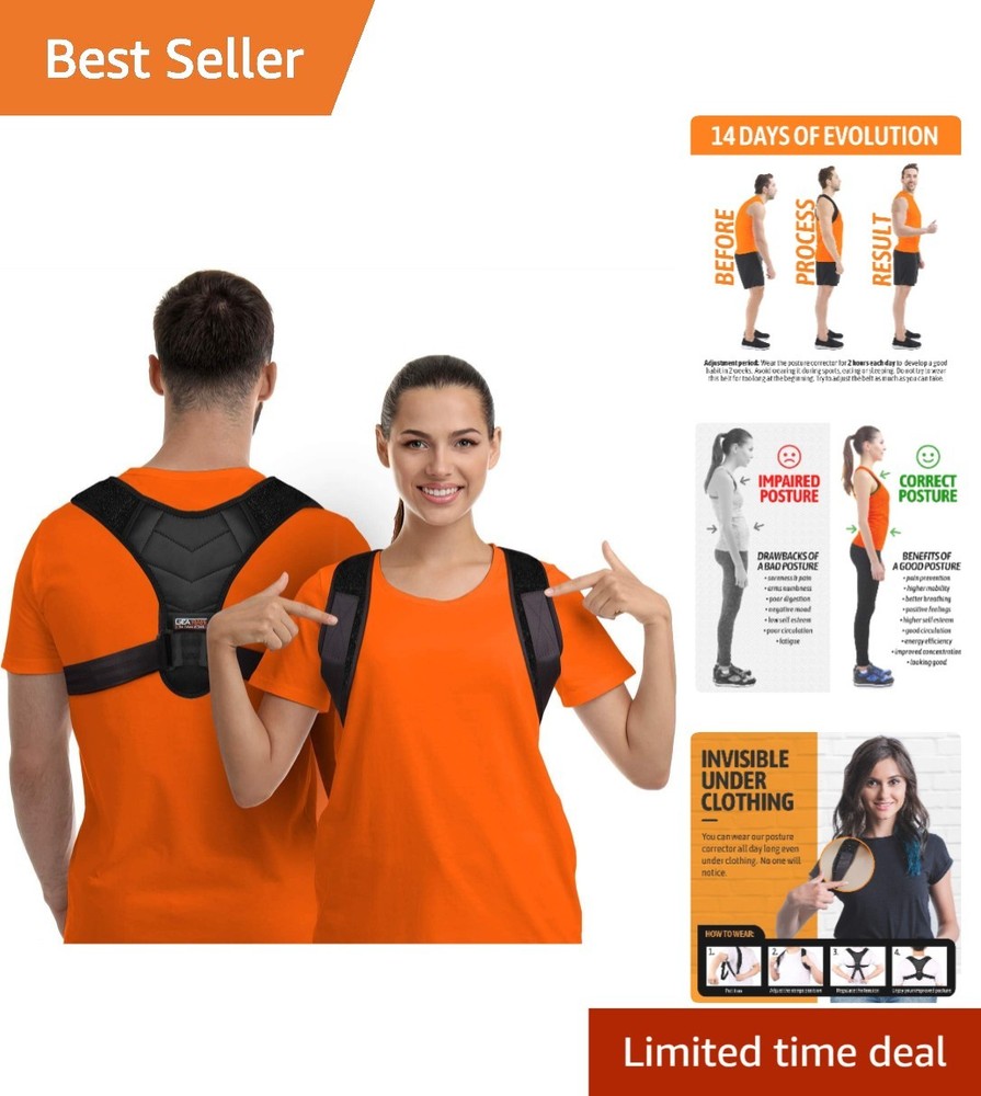 Unisex Posture Support Brace with Adjustable Straps for Better Back Alignment