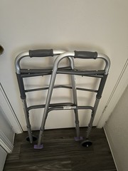 Foldable Adjustable Height 2-Wheel Walking Frame Walker, Indoor, Gray