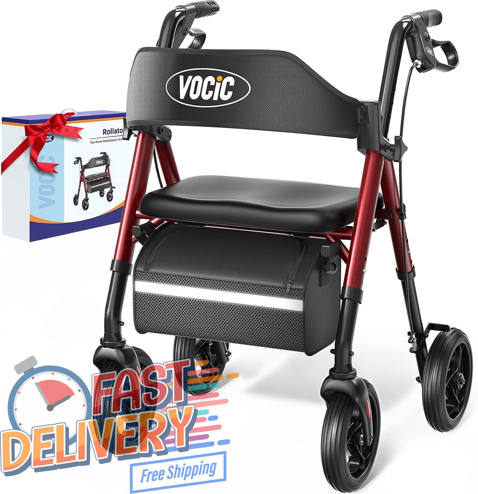 Walkers for Seniors, Z21 Rollator Walker with Seat Supports 350Lb, 8″ Big Wheels