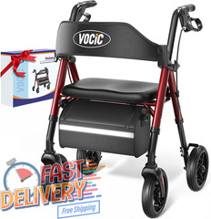 Walkers for Seniors, Z21 Rollator Walker with Seat Supports 350Lb, 8″ Big Wheels