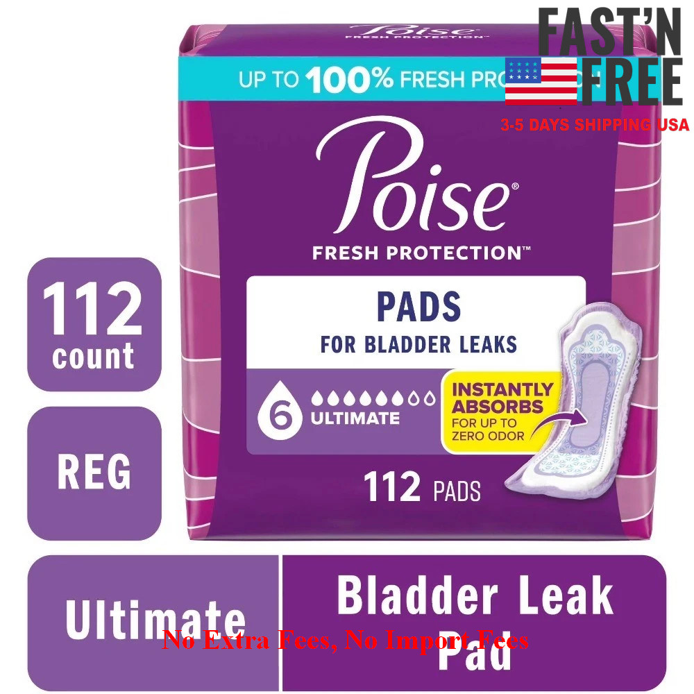 Incontinence Pads for Women, 6 Drop Ultimate Absorbency, Regular Length, 112