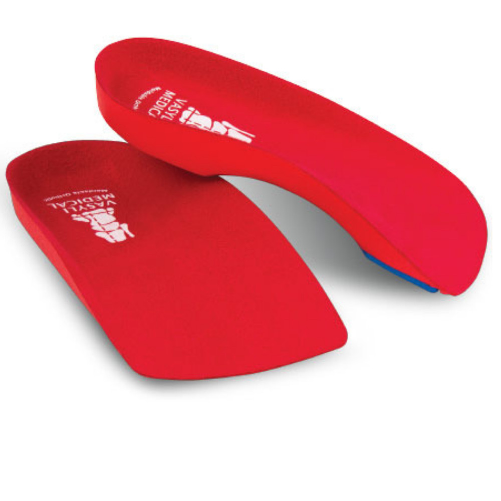 original Vasyli Orthotics Red high density 3/4 length heat mouldable from physio