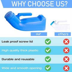 Urinal Bottle Male Urinals Portable Urine Bottle with Screw Lid 1200 ml Plastic