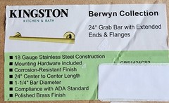 Kingston Brass GBS1424CS2 Berwyn 24-inch x 1-1/4-inch OD Safety Grab Bar, Brass