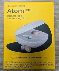 Audien Atom One OTC Hearing Aids Wireless, Rechargeable, Beige