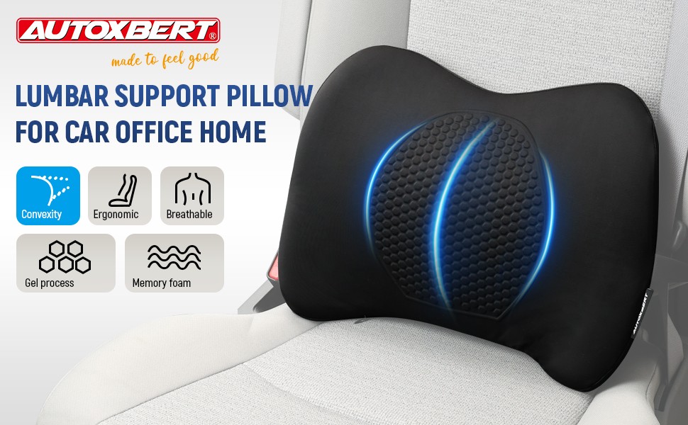 Universal Memory Foam Seat Back Cushion Gel Lumbar Support Pillow Pain Relief