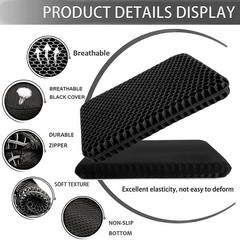 Extra Thick Gel Seat Cushion 2 Inch Pain Relief Black Office Chair Car