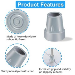 Heavy Duty 7/8 Inch Rubber Crutch Tips 2 Pack Cane Tip Replacement Heavy Duty