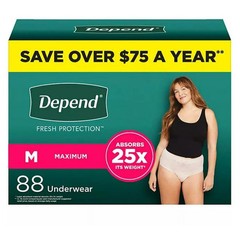 Women’s Depend brand Medium pull-ups underwear fresh protection 88 count Pink