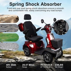500W Heavy Duty 4-Wheel Mobility Scooters for Senior&Adult 48V20Ah 12Mph 37Miles