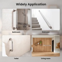 2 Pack 36 Inch Knurled Mirror Polished Stainless Steel Grab Bars for Wall, Ex…