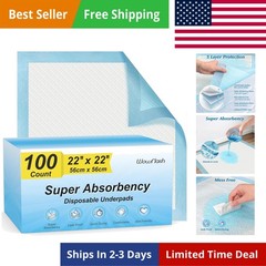 100 Count 22” x 22” Super Absorbency Disposable Underpads, Leakproof Quick Dr…