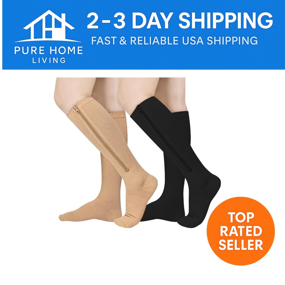 Comfortable Closed Toe Zipper Compression Socks – Multicolor for Daily Use