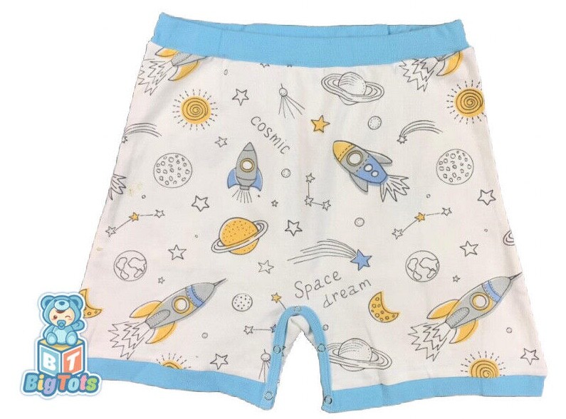 Adult snap crotch shorts Space print