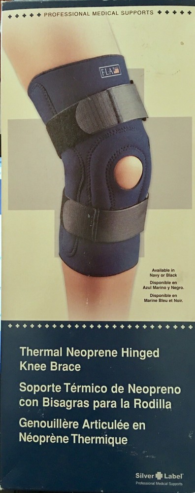 NEW Silver Label Thermal Neoprene HINGED KNEE BRACE size SMALL Navy Blue