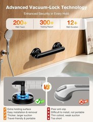 Modern Bath Grab Bars for Safety – 350 lbs Suction Power, No Drilling, 2 Pack