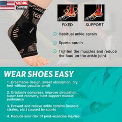 Ankle Brace for Women & Men, Ankle Compression Sleeve Support Copper Infused Ank