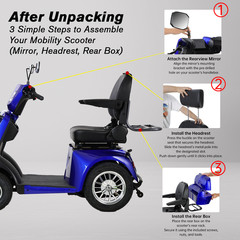 1000W Heavy Duty 4 Wheel Mobility Scooters for Seniors 40 Miles 500 lb Capacity