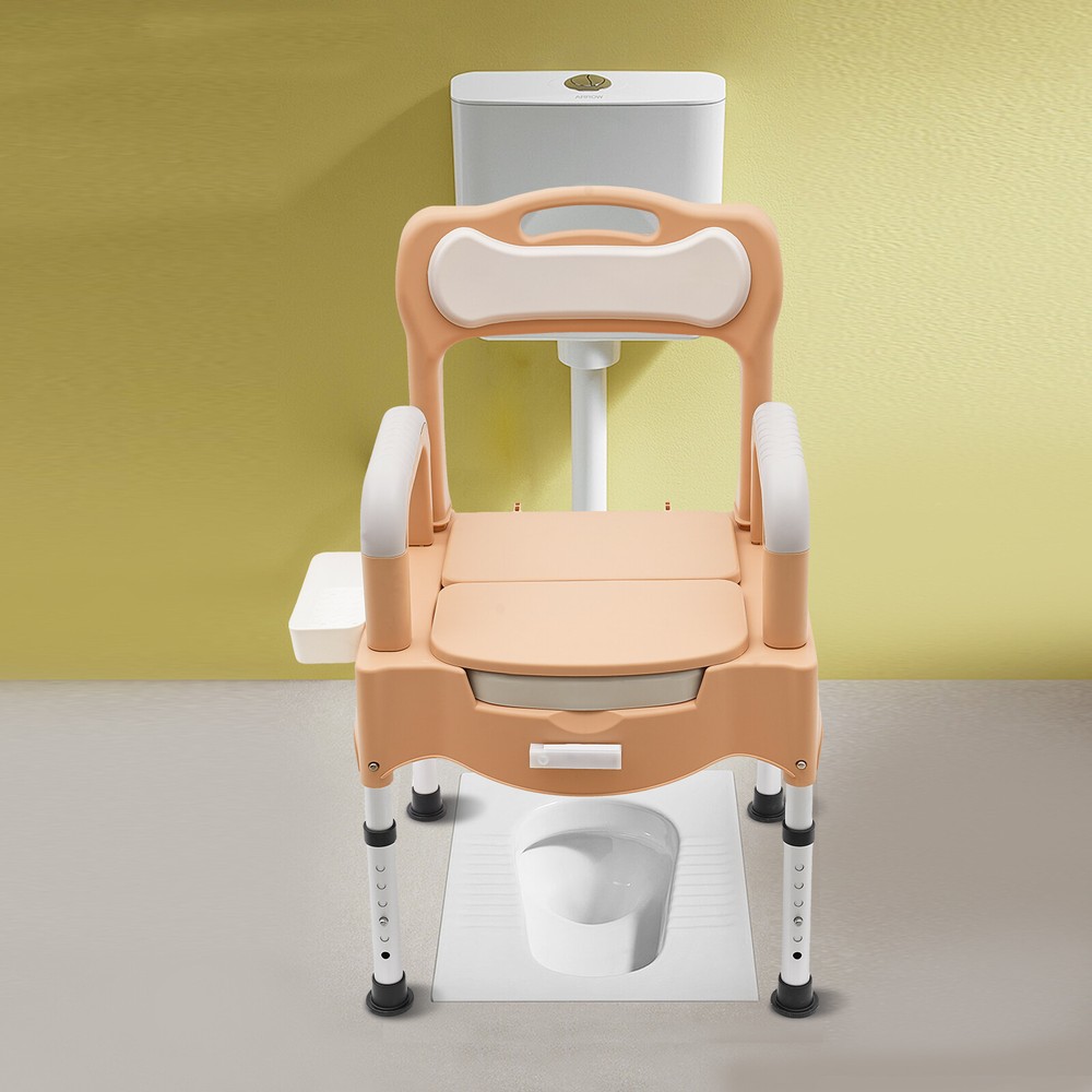Height Adjustable Bedside Commodes Chair Portable Toilet Chair 250kg/551.16lbs