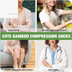 [2 Pairs] Plus Size Compression Socks Wide Calf Bamboo 15-20 mmHg Knee High