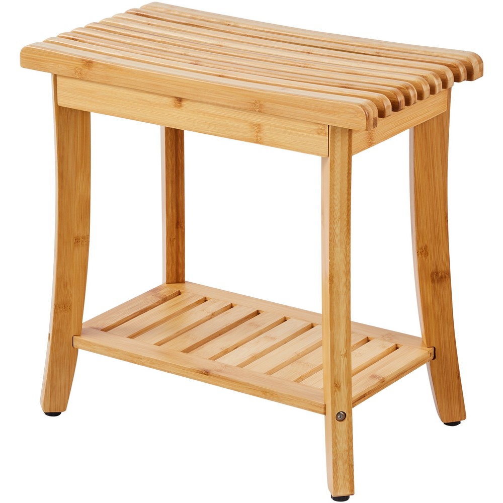 Uimoso Bamboo Shower Bench 19.1 x 11.3 x 18.3 in Shower Stool Chair for Bathroom