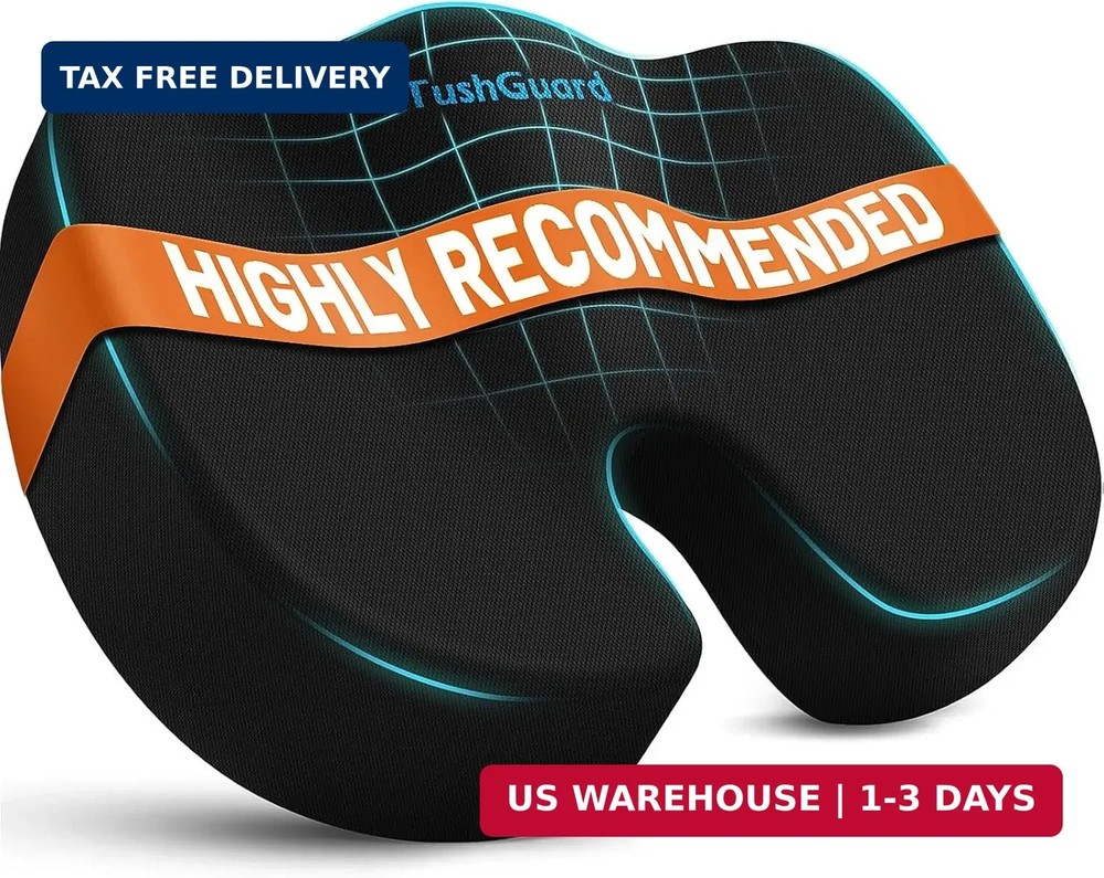 Memory Foam Seat Cushion w/Lumbar Support Pillow for Back & Sciatica Pain Relief