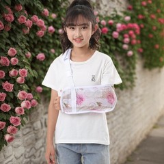 Large Rose Kids Print Mesh Arm Sling Adjustable Breathable Girls Broken Arm