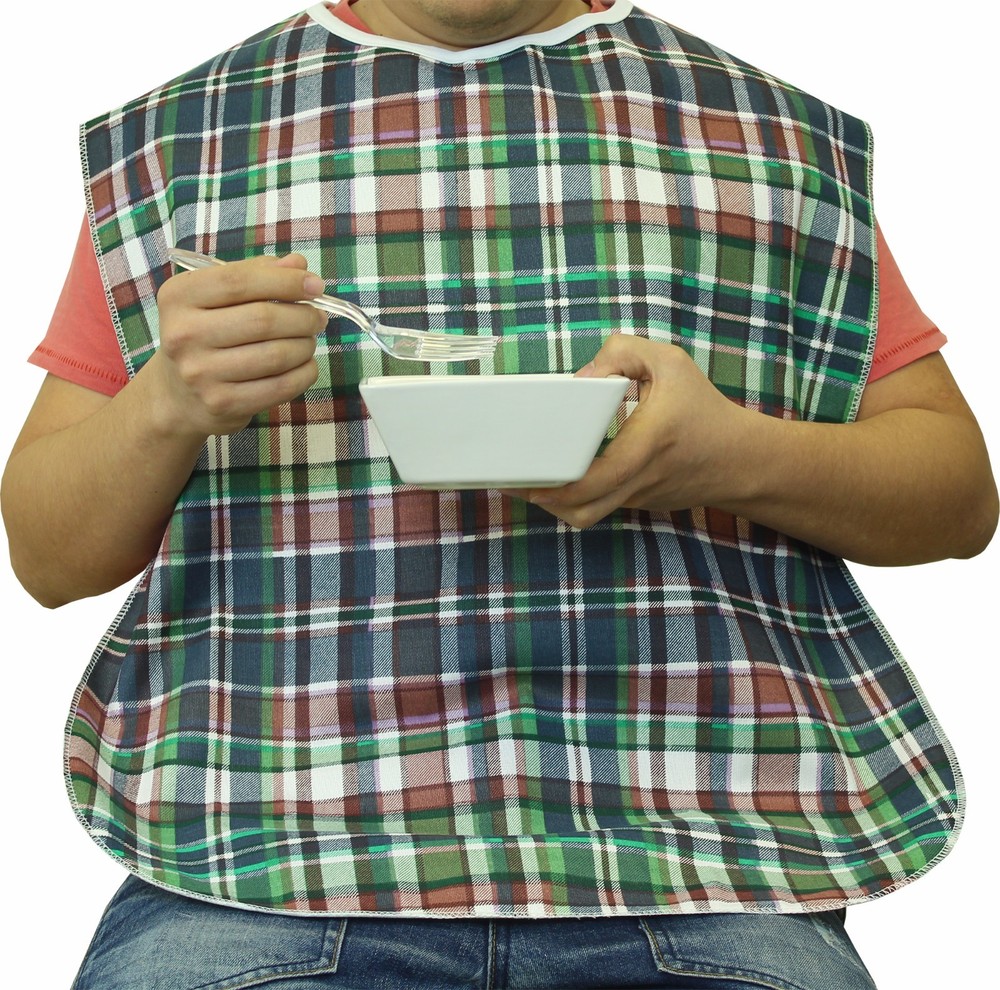 Extra Wide Adult Bib with Waterproof Vinyl Backing and Snap Closure – „22 X“32