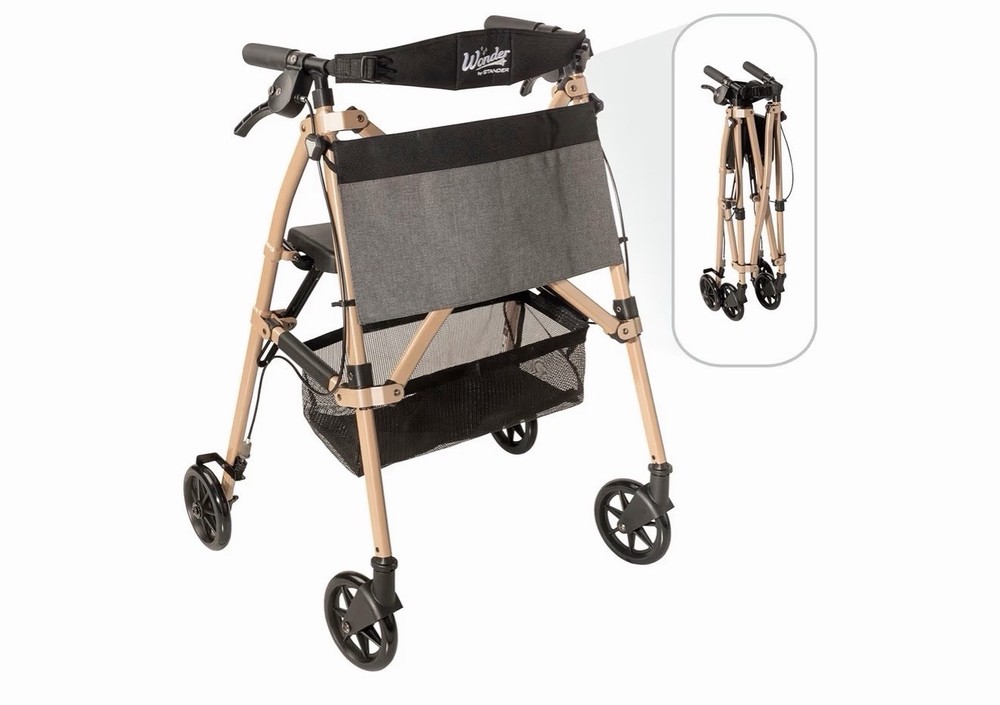 Wonder Standard Wonder Rollator Plus Walker EZ Fold-N-Go Lightweight, 4330-DS