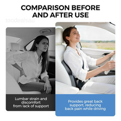 Lumbar Support Pillow for Car, 19.3(L)×5.1(W)×14.2(H) in, Blackgray