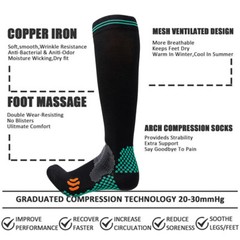 3 Pair Firm Compression Hose Opaque Knee High Wide Calf Black+Blue+White