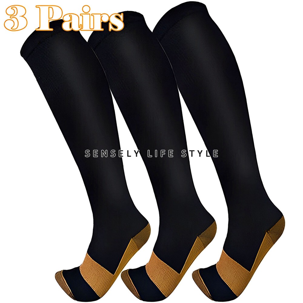 Calf High Compression Sock 15-20 Black Beige S-XXL Soft Uniform Dress Daily Wear