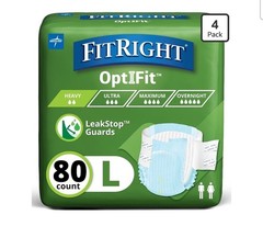 FitRight Adult Diapers, Extra+ Heavy Absorbency, L (Waist Size 44in-56in), 80…