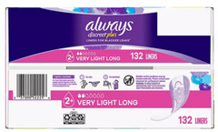 Always Discreet plus Incontinence Liners for Women, Very Light Long (132 Ct.)