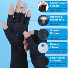 1pair Long Arthritis Compression Glove for Women Men,copper Gloves for Joint Pai