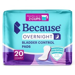 Because Overnight Incontinence Pads for Women 20 (Pack of 1) New Version