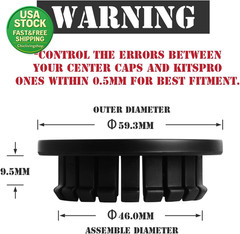 Wheel Center Caps 59MM Matte Black Pack of 4 Compatible with 46MM