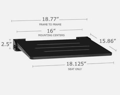 Seachrome Slimline 19” Wall Mounted, Folding Shower Seat SHAFSL-185155-PBS-S-MB