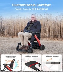Foldable Electric Wheelchair for Adults & Seniors, Power Wheelchair Walker Co…