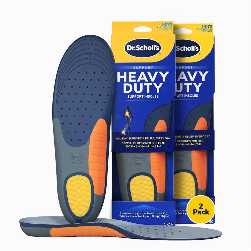 Dr. Scholl’s Heavy Duty Support Insole Orthotics, Men’s 8-14 (2 Pairs), Blue