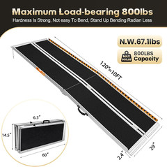 FACHNUO 10FT Aluminum Folding Wheelchair Ramp – 800LBS Capacity, Non-Skid