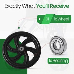 Healthline Walker Rollator Replacement Wheel – 7.5 Inch (Pack of 2), Black