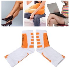 White and Orange Sports Heel Socks Ankle Protection Foot Sleeve Support WT